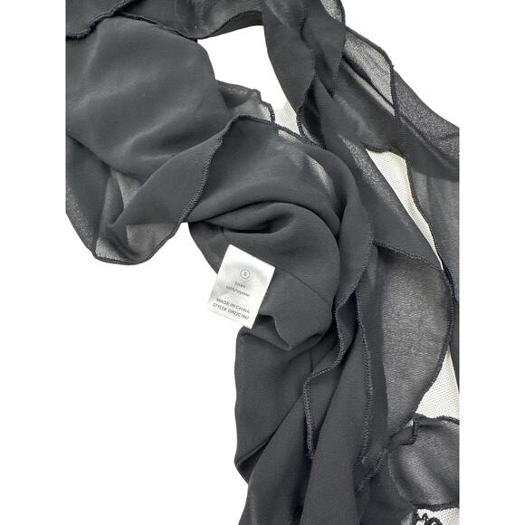 Fashion Nova - Chiffon Frill Detail Plunge Midaxi Dress in Black - Picture 3 of 6